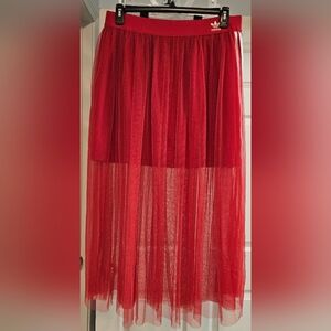 Adidas Red Tuelle Mini-maxi Skirt XL